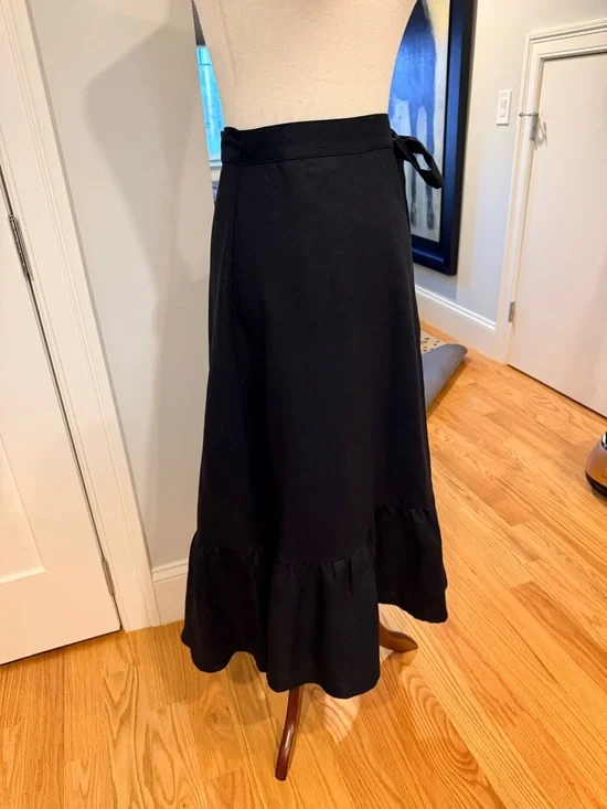 Reformation Black Linen Wrap Ruffle Skirt - Picture 15 of 15